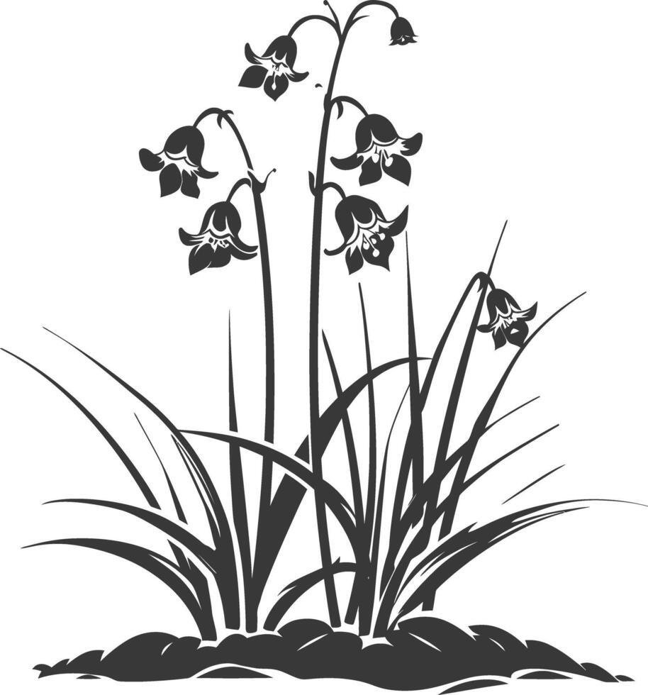 ai generado silueta campanilla flor en el suelo negro color solamente vector