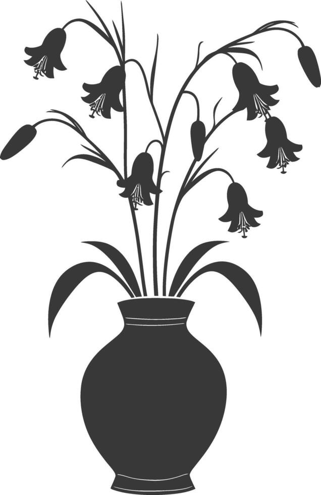 ai generado silueta campanilla flor en el florero negro color solamente vector