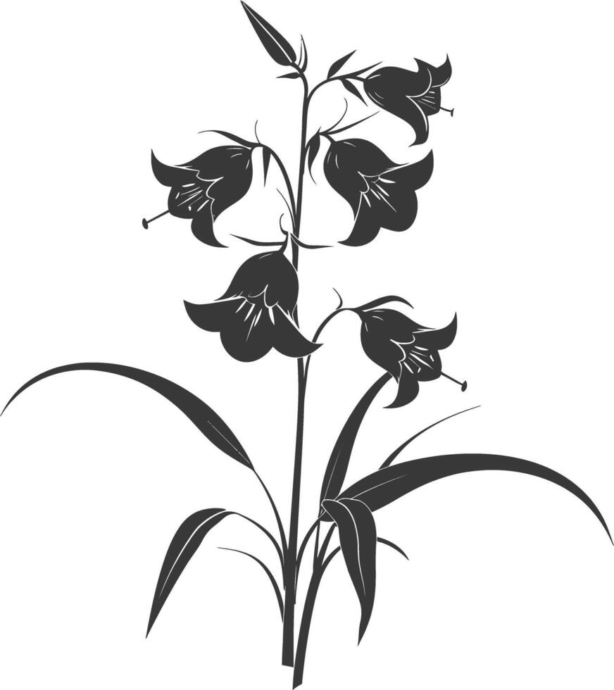 AI generated Silhouette bluebell flower black color only vector
