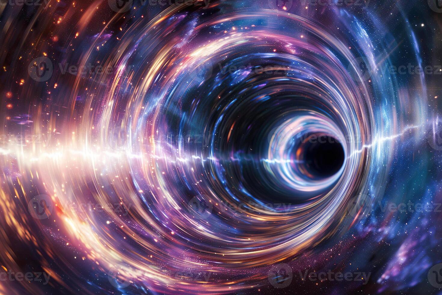 AI generated Generative ai on theme of black hole in deep space, universe filled with bright small stars photo
