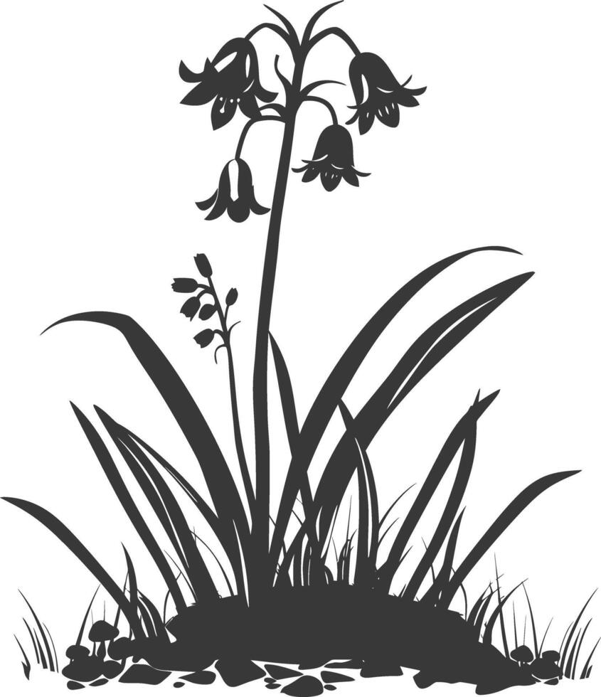 ai generado silueta campanilla flor en el suelo negro color solamente vector