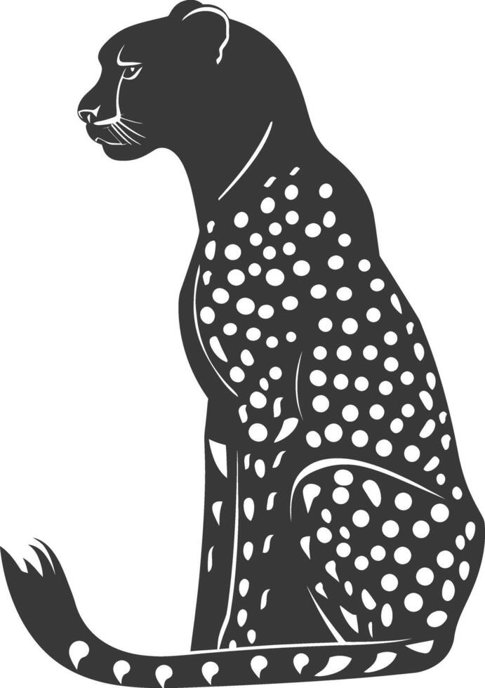 AI generated Silhouette cheetah animal black color only full body vector