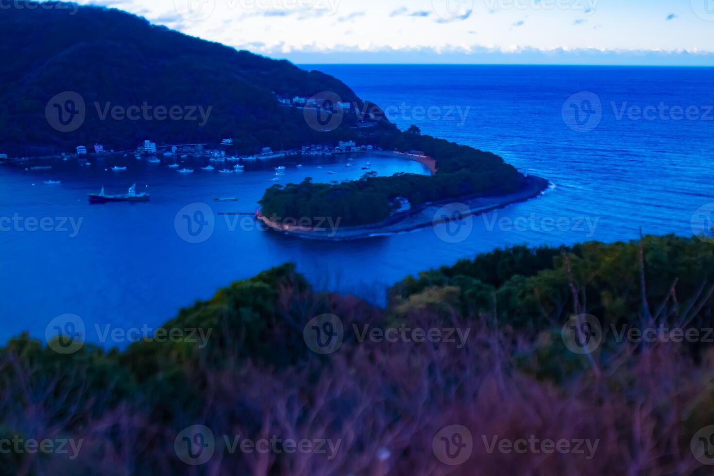 A dawn miniature port at the country side in Shizuoka photo