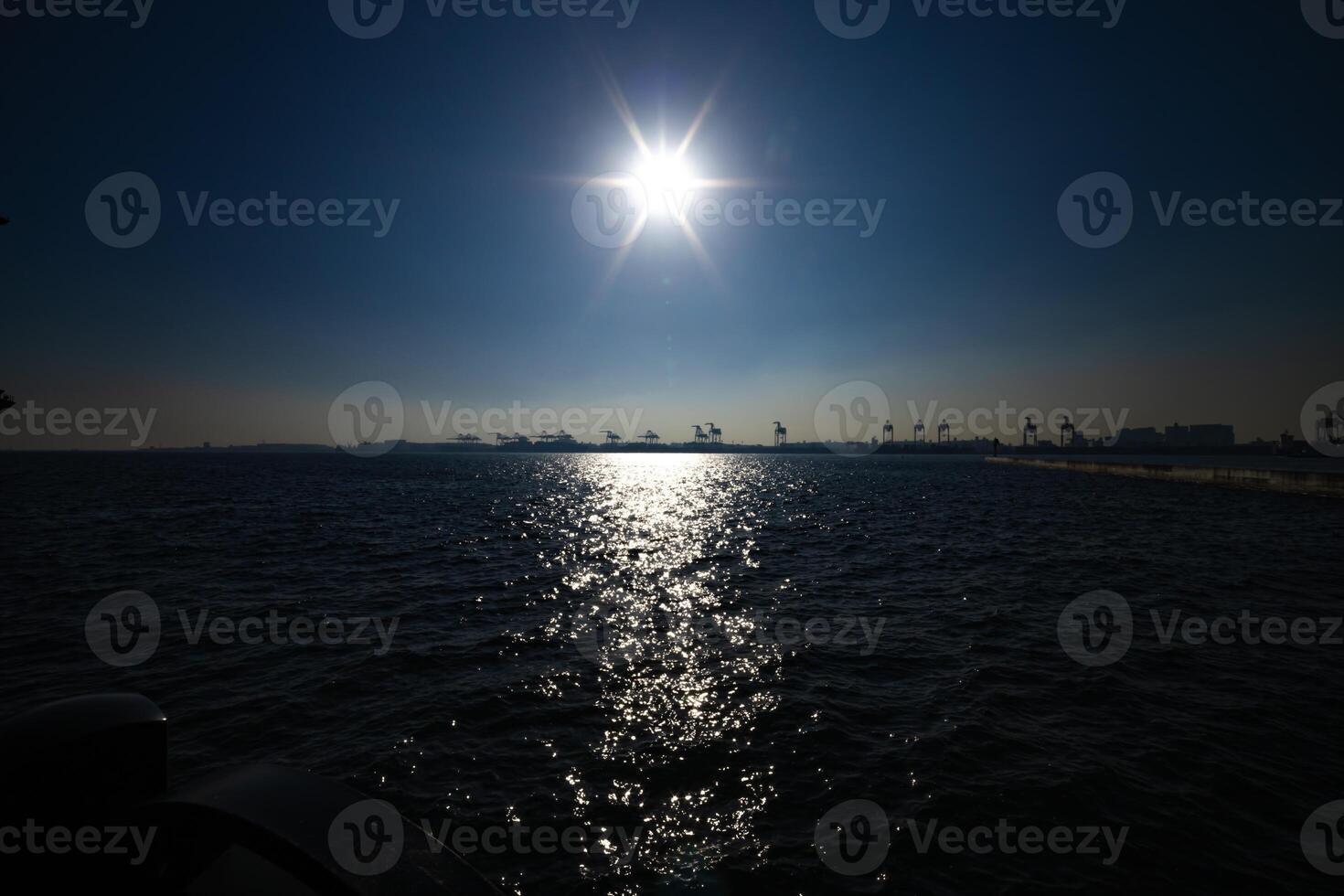 A vessel near the port in Aomi Tokyo wide shot photo