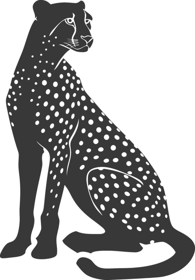 AI generated Silhouette cheetah animal black color only full body vector