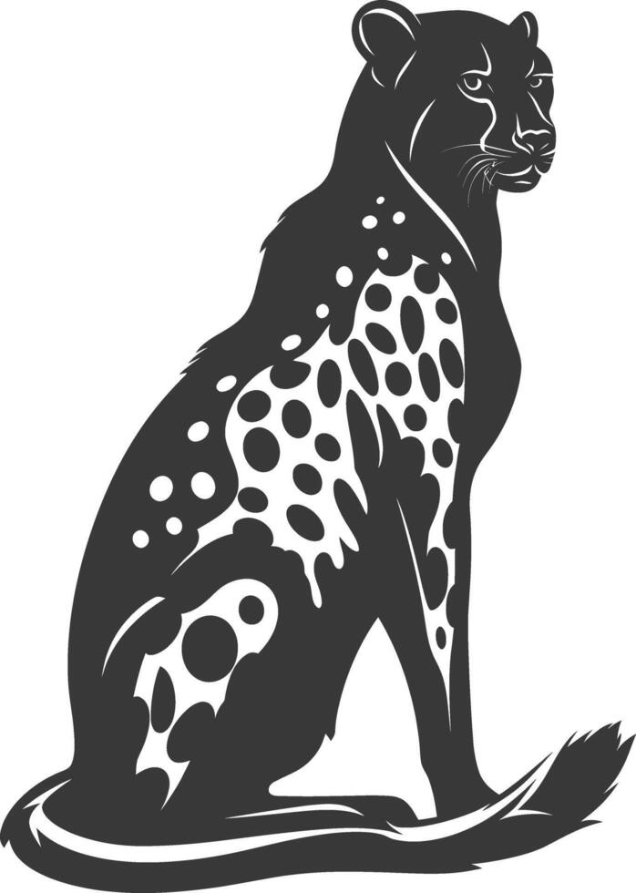 AI generated Silhouette cheetah animal black color only full body vector