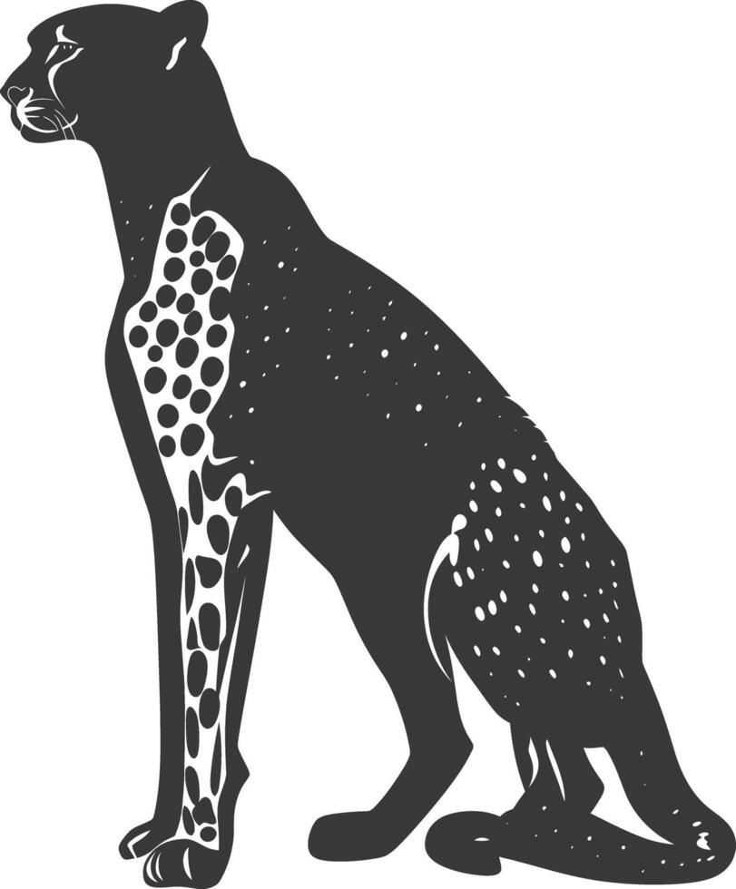 AI generated Silhouette cheetah animal black color only full body vector