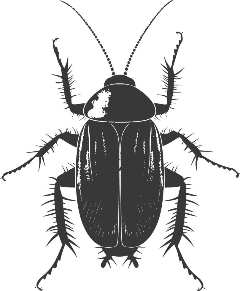 AI generated Silhouette Cockroach bug animal black color only full body vector
