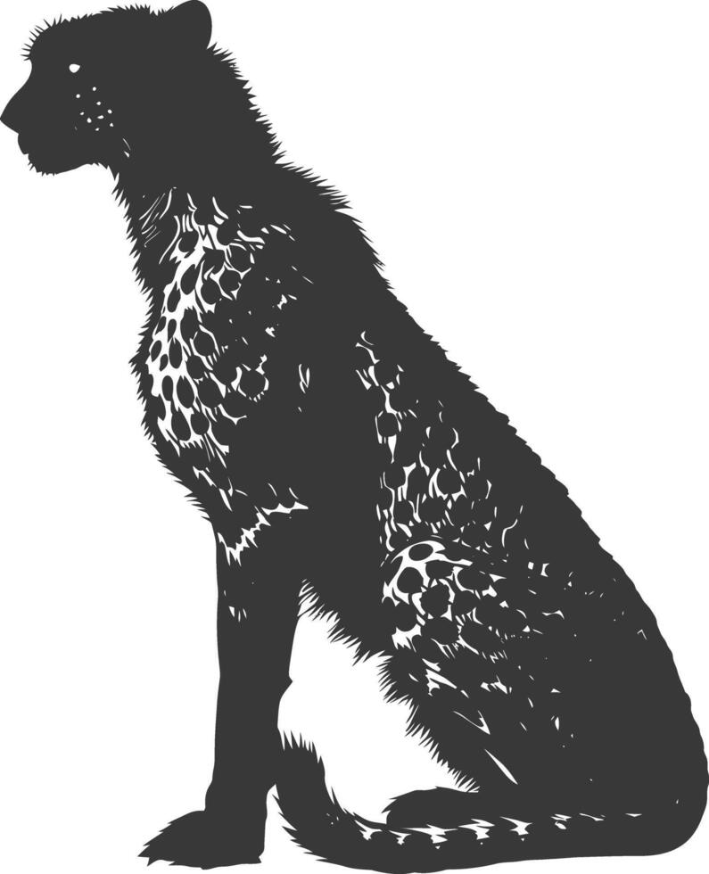 AI generated Silhouette cheetah animal black color only full body vector