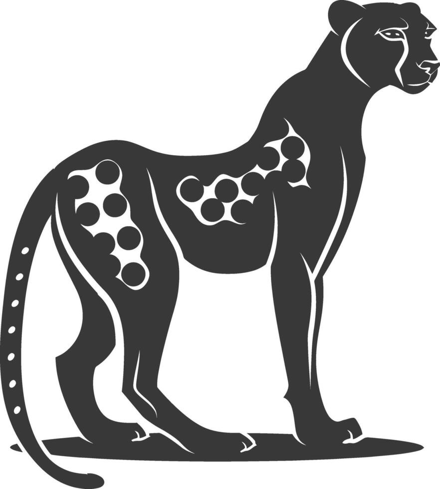 AI generated Silhouette cheetah animal black color only full body vector