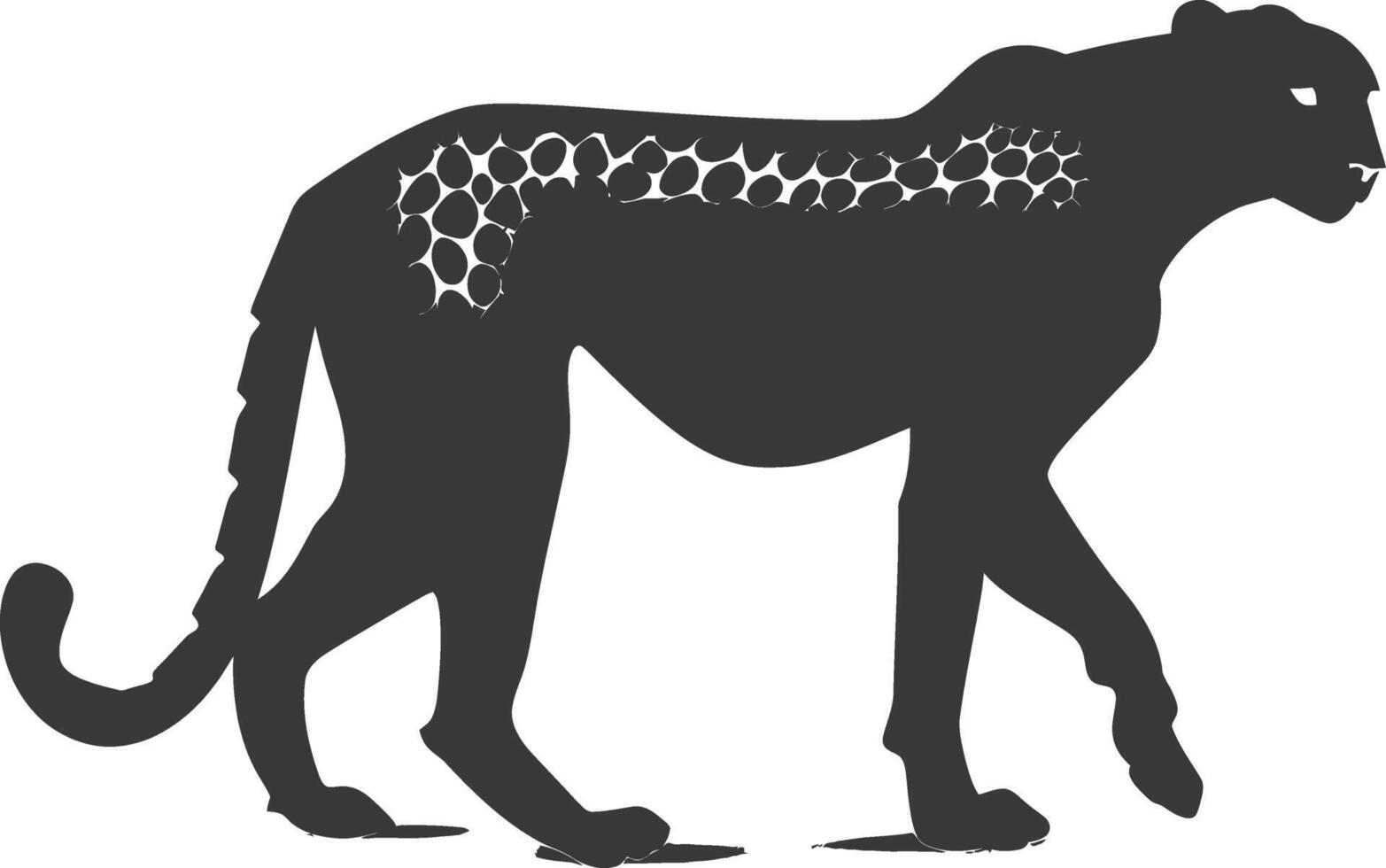 AI generated Silhouette cheetah animal black color only full body vector