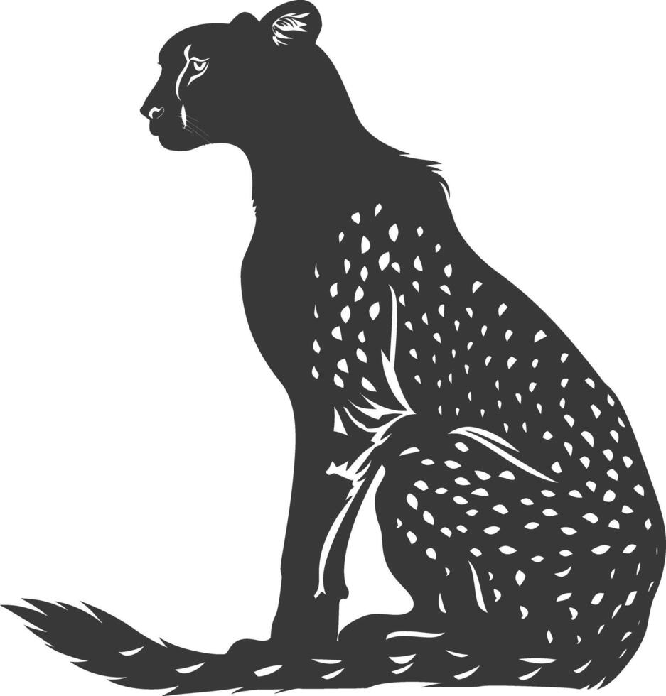 AI generated Silhouette cheetah animal black color only full body vector