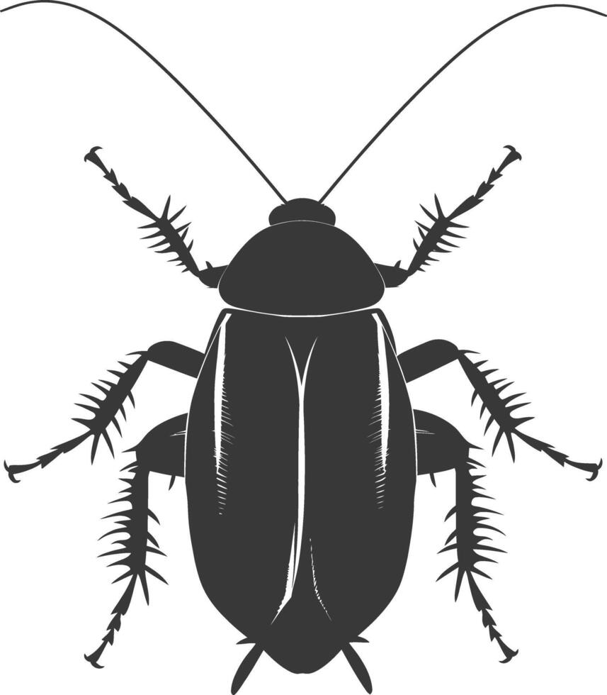 AI generated Silhouette Cockroach bug animal black color only full body vector