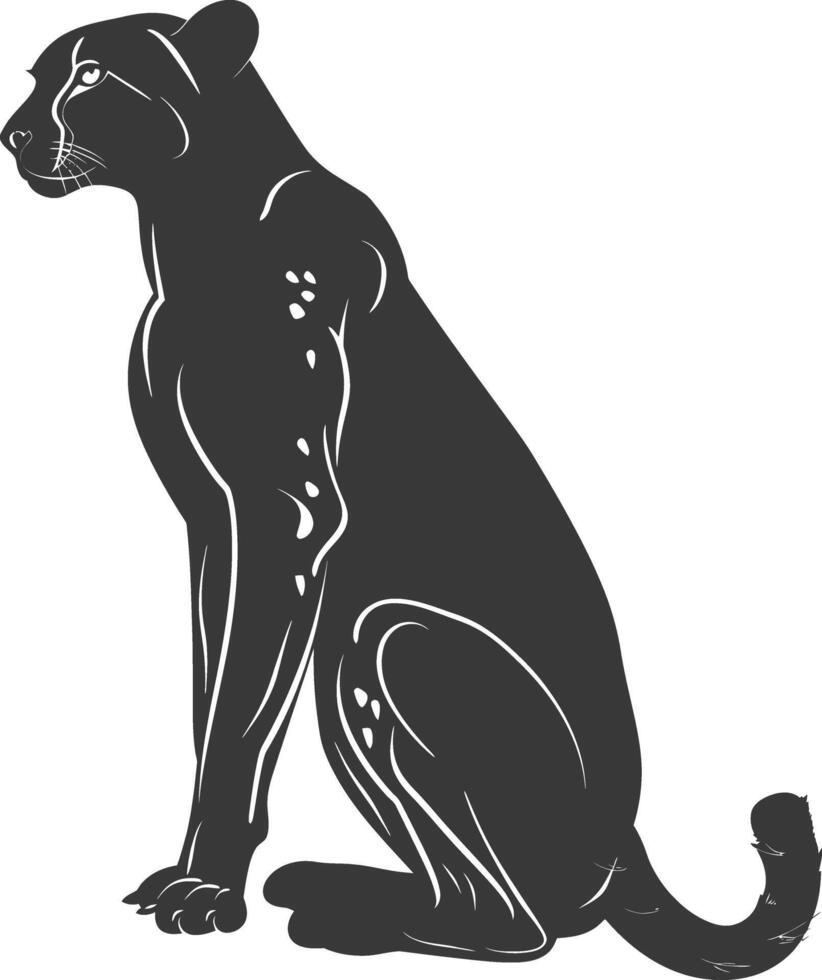 AI generated Silhouette cheetah animal black color only full body vector