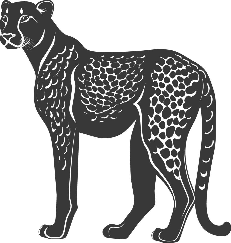 ai generado silueta leopardo animal negro color solamente lleno cuerpo vector