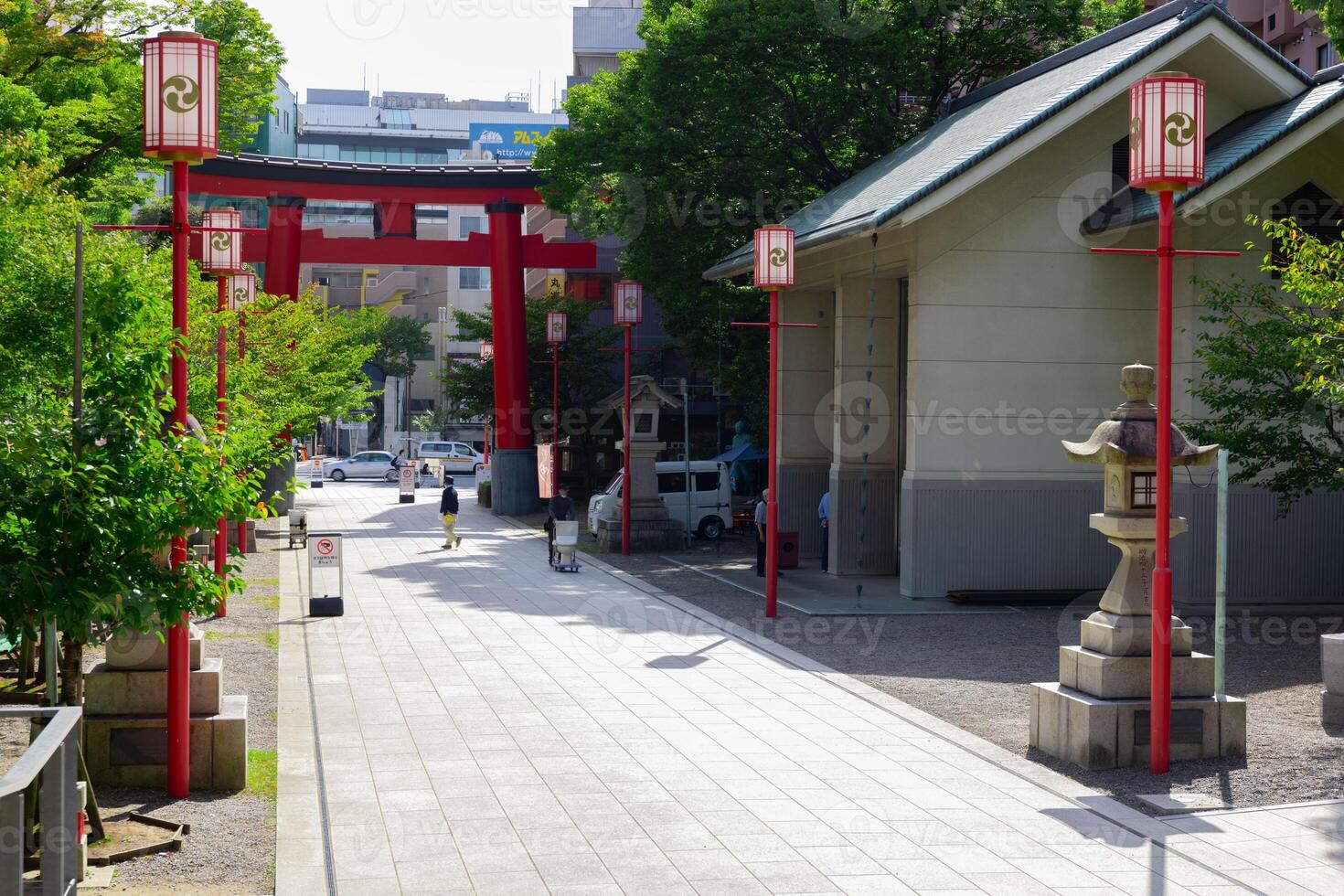 Main gate Torii at Tomioka Shrine wide shot photo