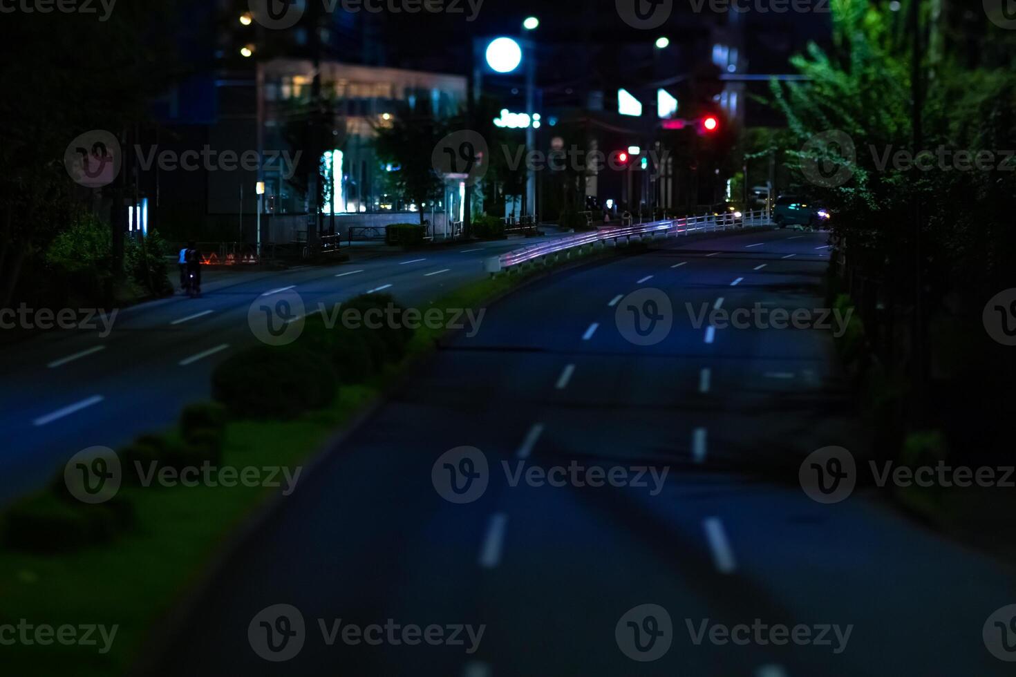 A night miniature traffic jam at the downtown street in Tokyo photo