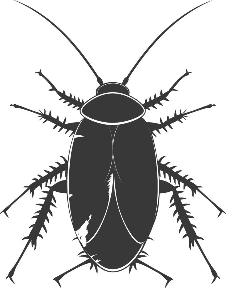 AI generated Silhouette Cockroach bug animal black color only full body vector