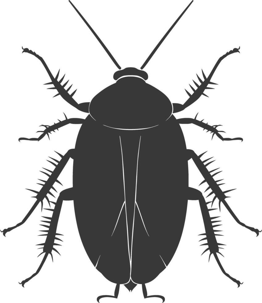 AI generated Silhouette Cockroach bug animal black color only full body vector