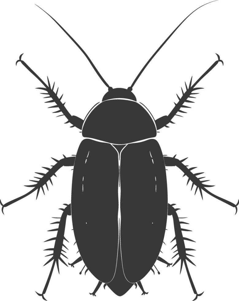 AI generated Silhouette Cockroach bug animal black color only full body vector