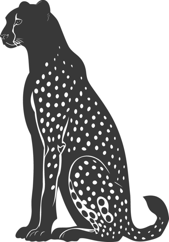 AI generated Silhouette cheetah animal black color only full body vector