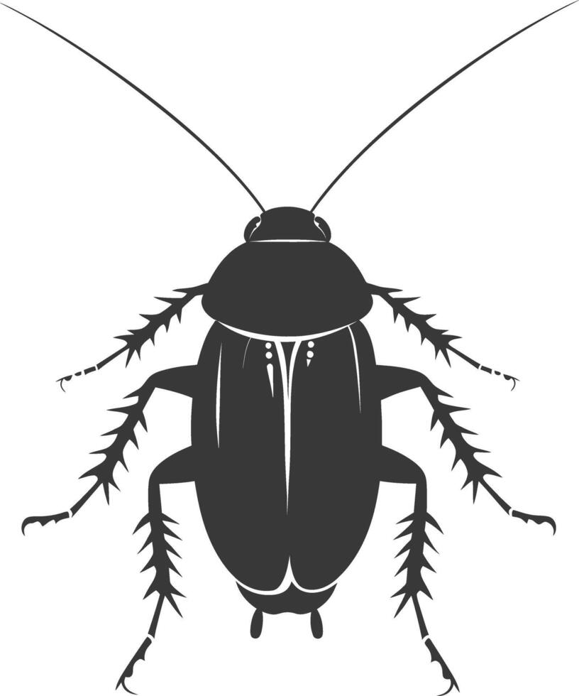 AI generated Silhouette Cockroach bug animal black color only full body vector