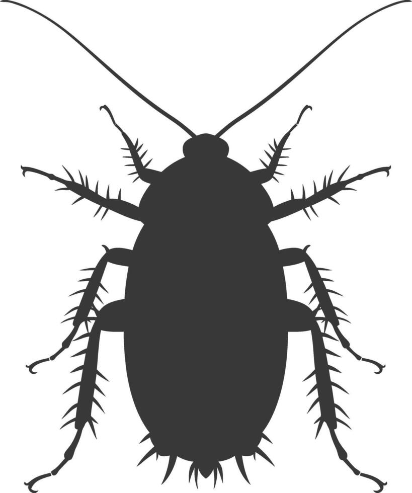 AI generated Silhouette Cockroach bug animal black color only full body vector