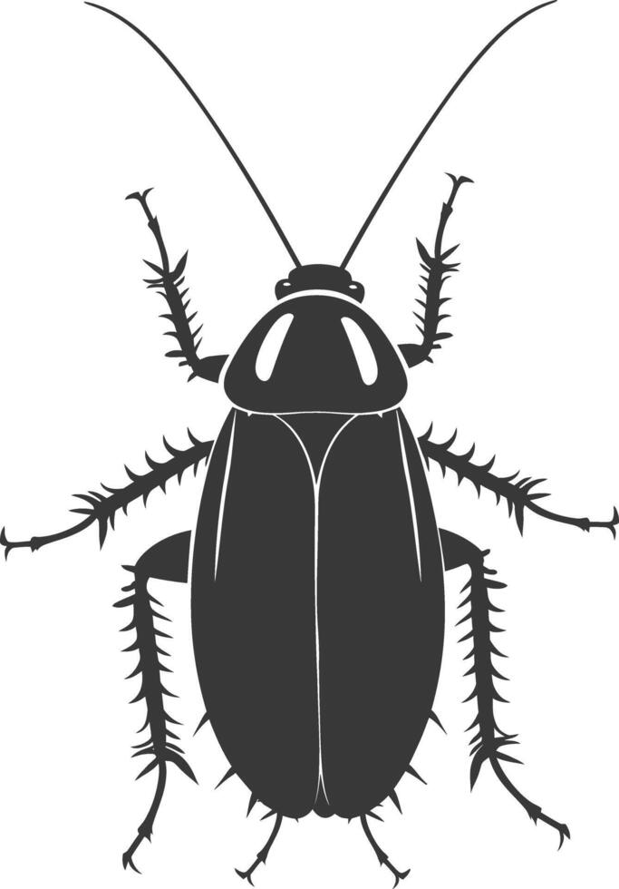 AI generated Silhouette Cockroach bug animal black color only full body vector