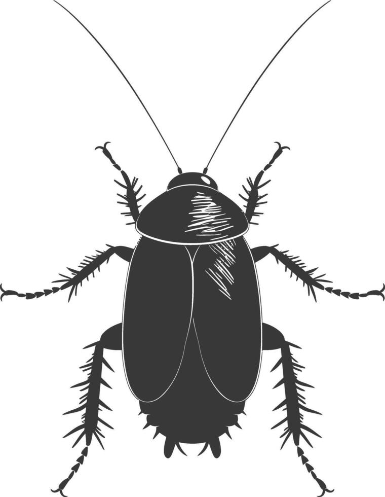 AI generated Silhouette Cockroach bug animal black color only full body vector