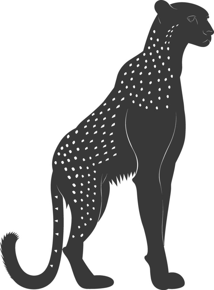 AI generated Silhouette cheetah animal black color only full body vector