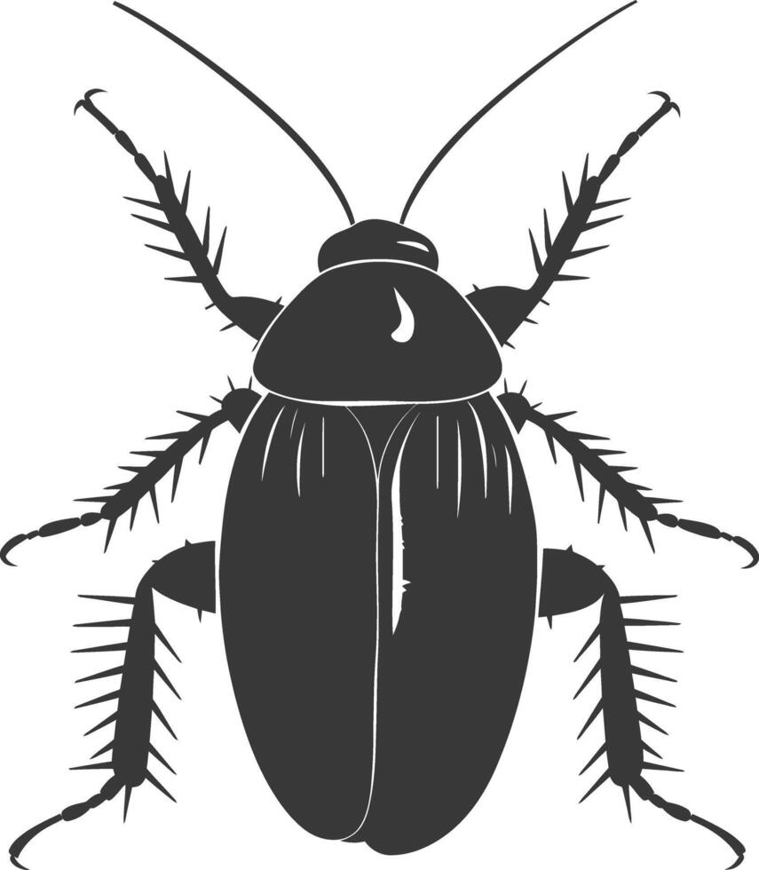 AI generated Silhouette Cockroach bug animal black color only full body vector