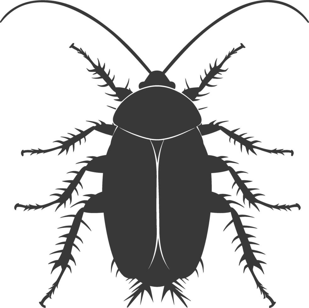 AI generated Silhouette Cockroach bug animal black color only full body vector