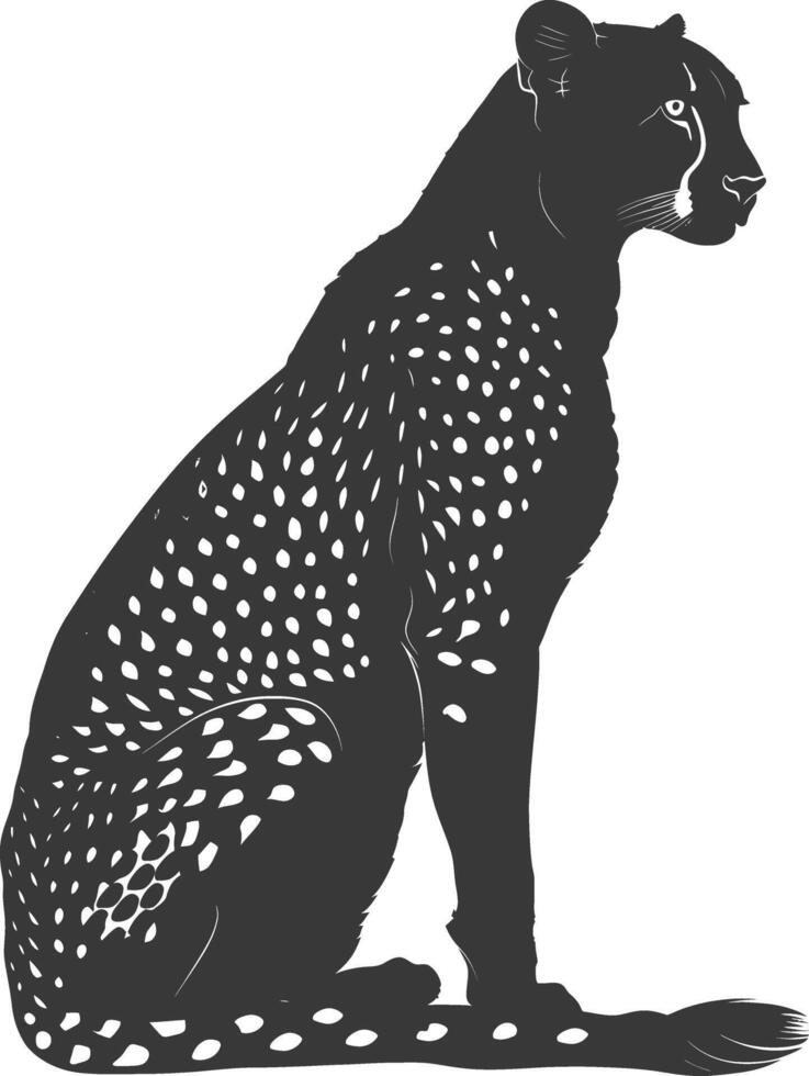 AI generated Silhouette cheetah animal black color only full body vector