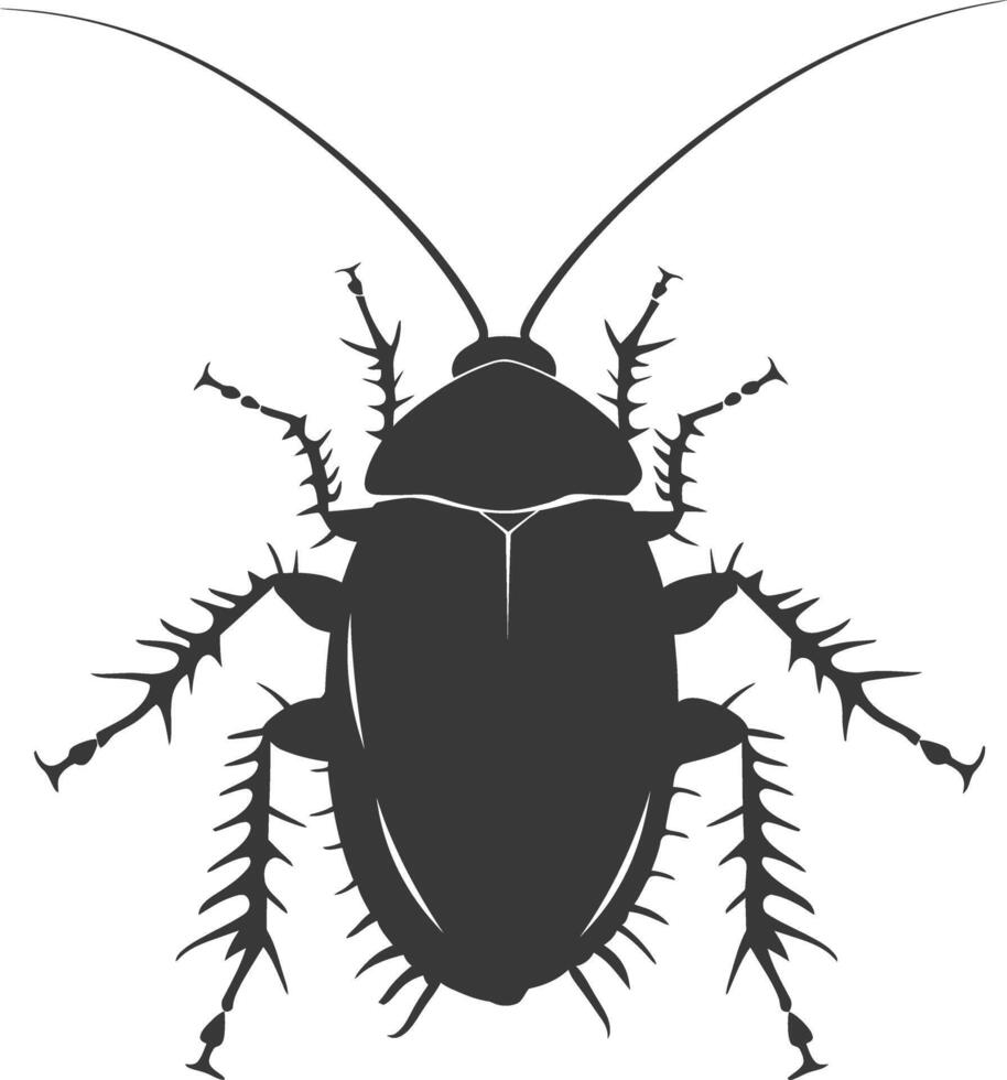 AI generated Silhouette Cockroach bug animal black color only full body vector