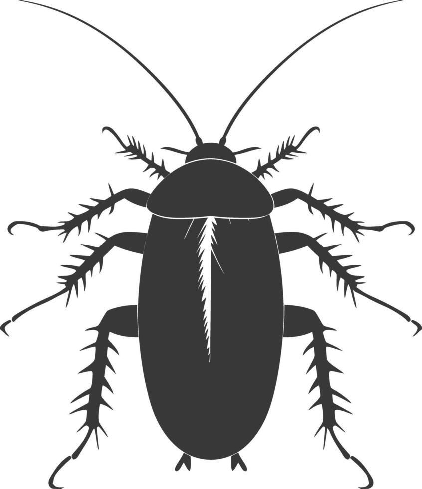 AI generated Silhouette Cockroach bug animal black color only full body vector