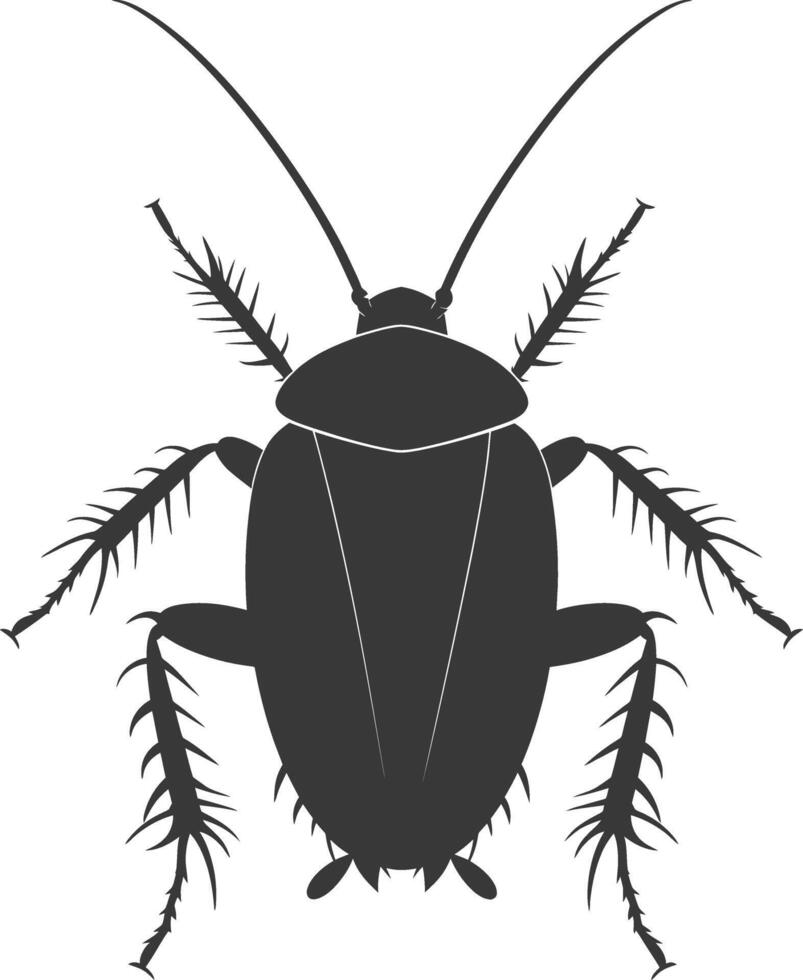 AI generated Silhouette Cockroach bug animal black color only full body vector