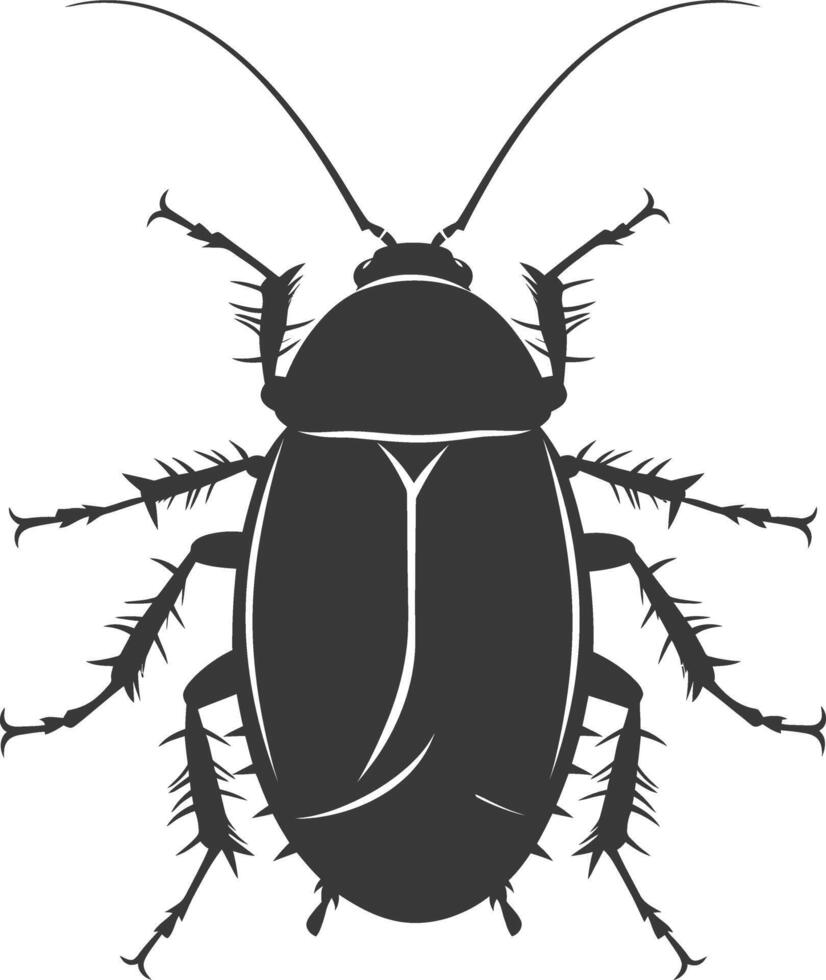 AI generated Silhouette Cockroach bug animal black color only full body vector