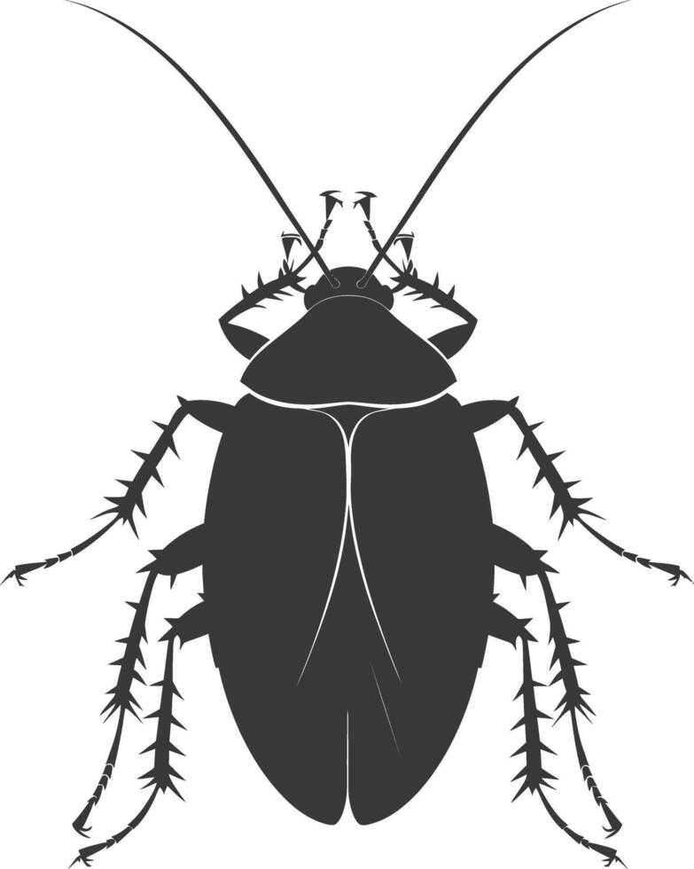 AI generated Silhouette Cockroach bug animal black color only full body vector