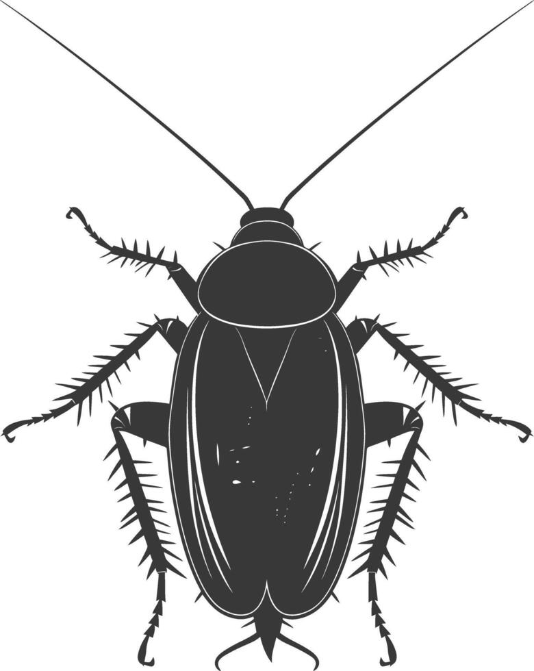 AI generated Silhouette Cockroach bug animal black color only full body vector