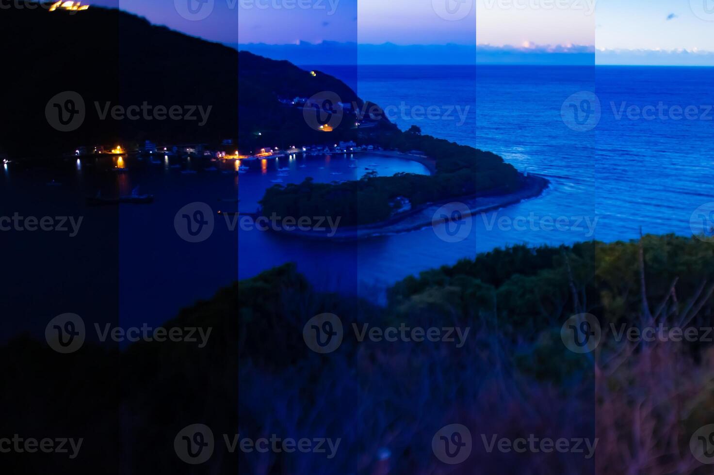 un rebanado fotografía de amanecer miniatura Puerto a el país lado en shizuoka foto