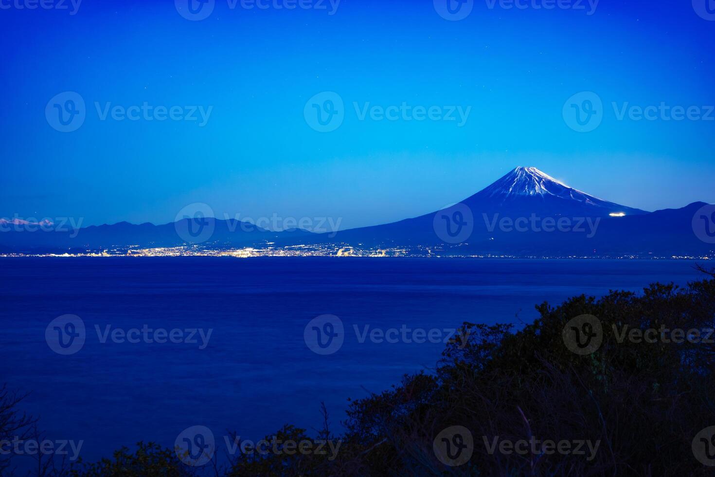A dawn landscape of Mt Fuji near Suruga coast in Shizuoka photo