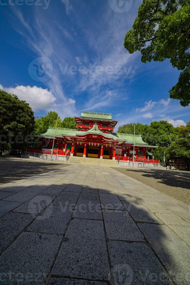 Main temple at Tomioka Shrine super wide shot photo