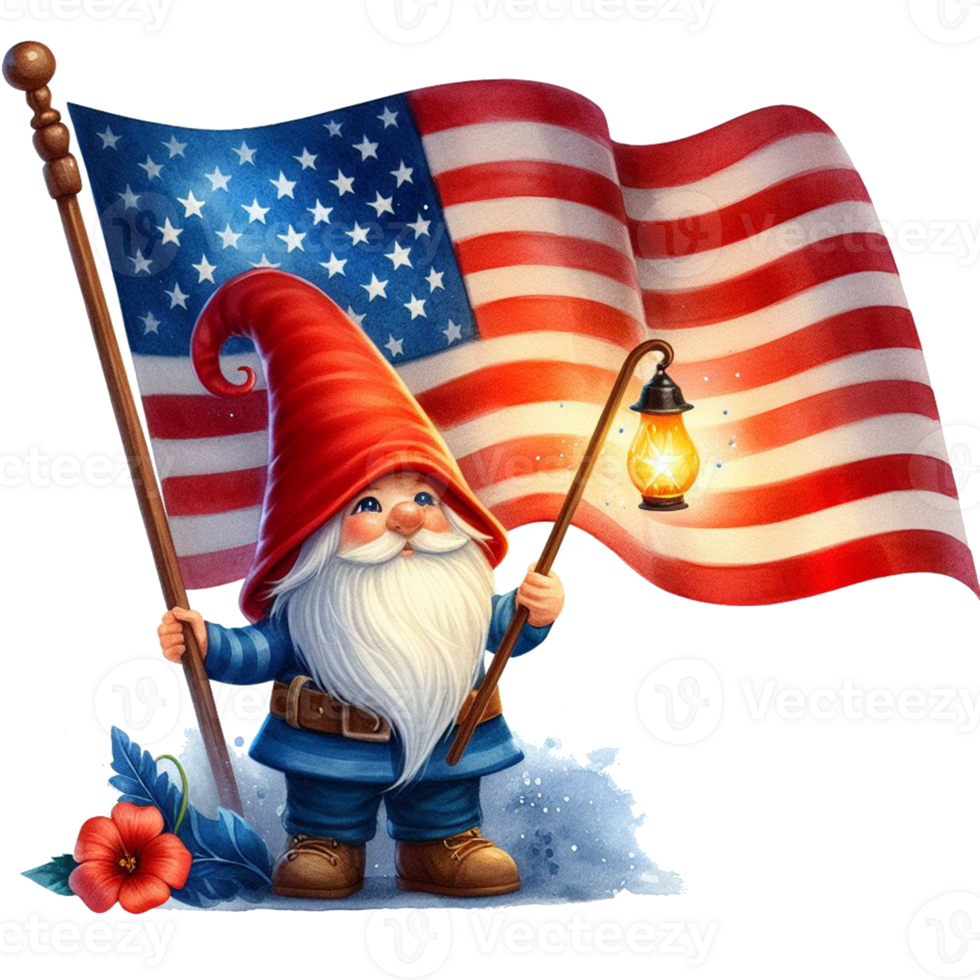 AI generated USA flag wavy watercolor clip art for 4th of July holiday independence day holiday in USA. hand drawn of National flag of United States on png transparency