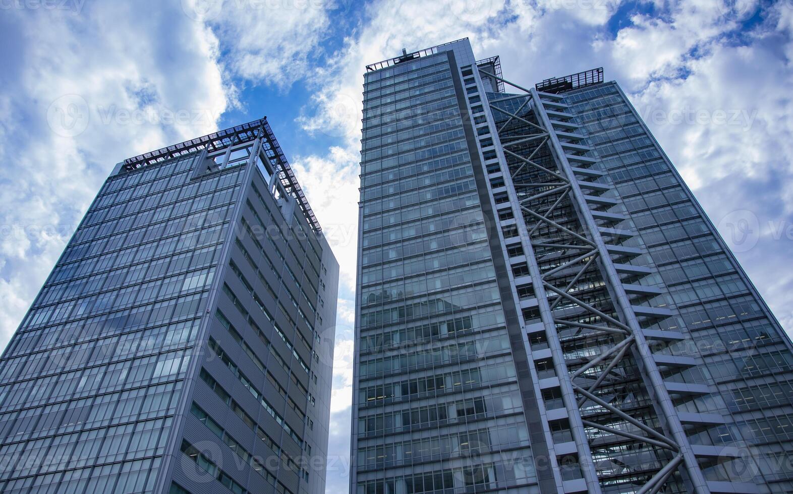 A cloud reflecting the building in the business town wide shot photo