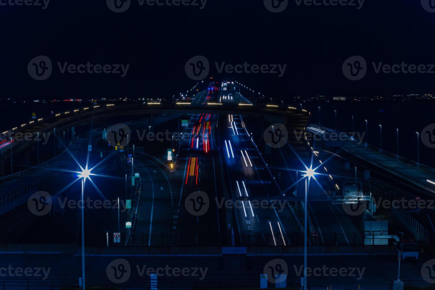 A night traffic jam on the highway at Tokyo bay area in Chiba photo