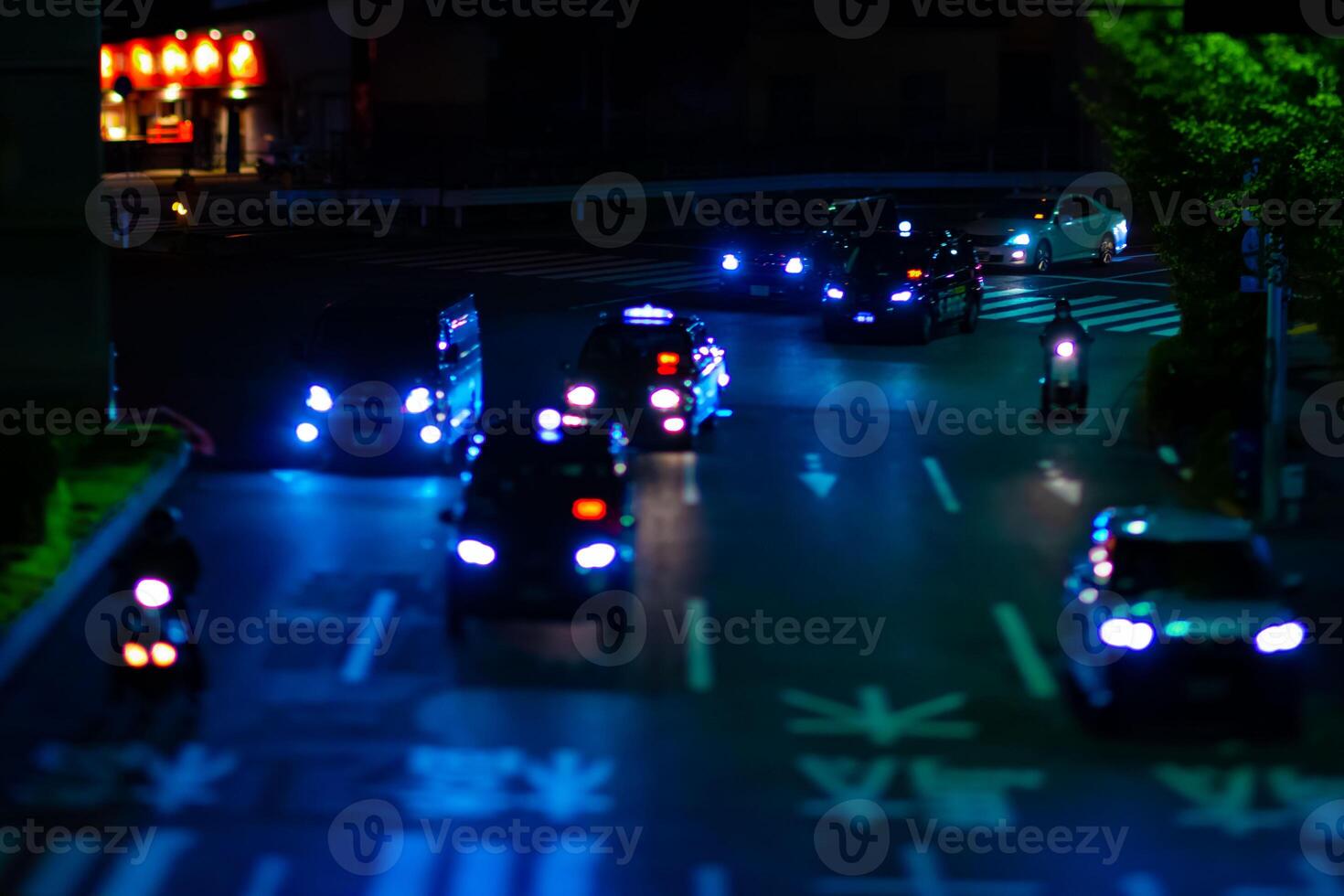 A night miniature traffic jam in Tokyo photo