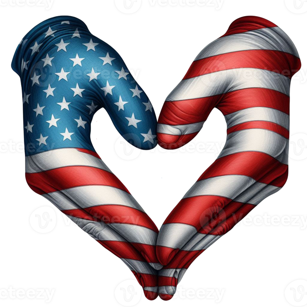 AI generated USA flag wavy watercolor clip art for 4th of July holiday independence day holiday in USA. hand drawn of National flag of United States on png transparency