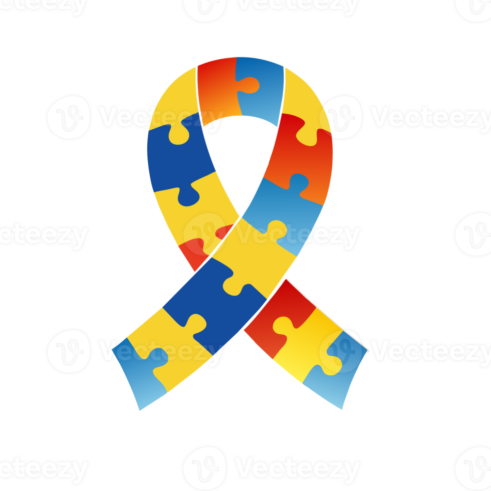 AI generated ribbon graphics for autism awareness day made. puzzle png