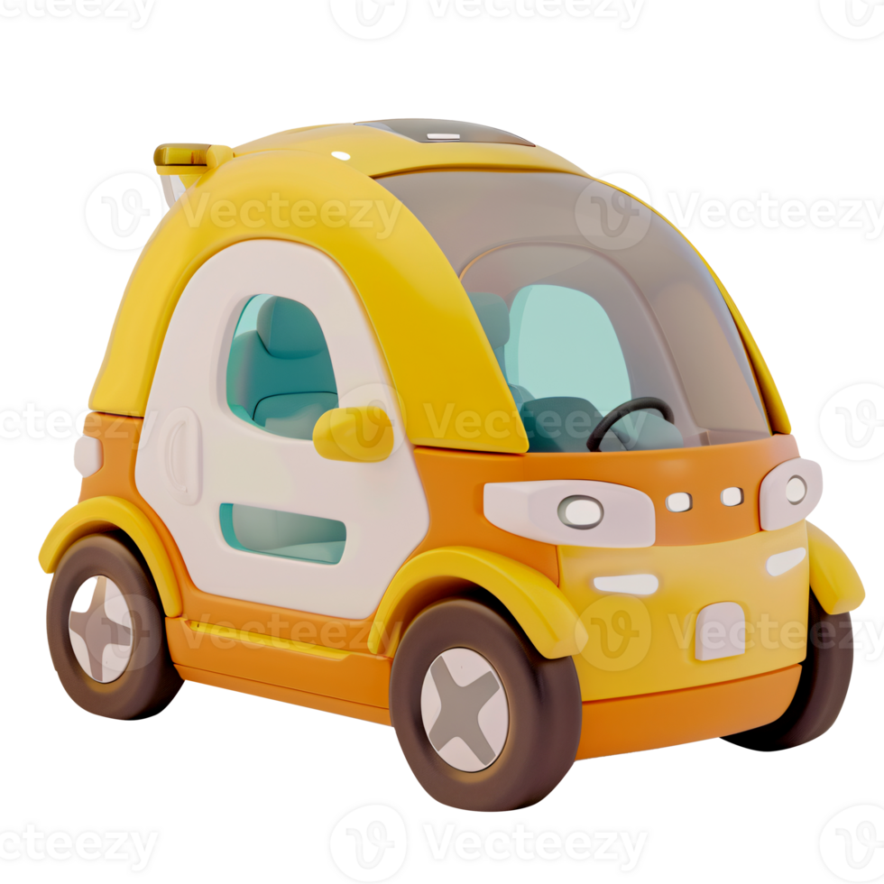 AI generated cute 3d render blender EV Electric Vehicle car isolated die cut png