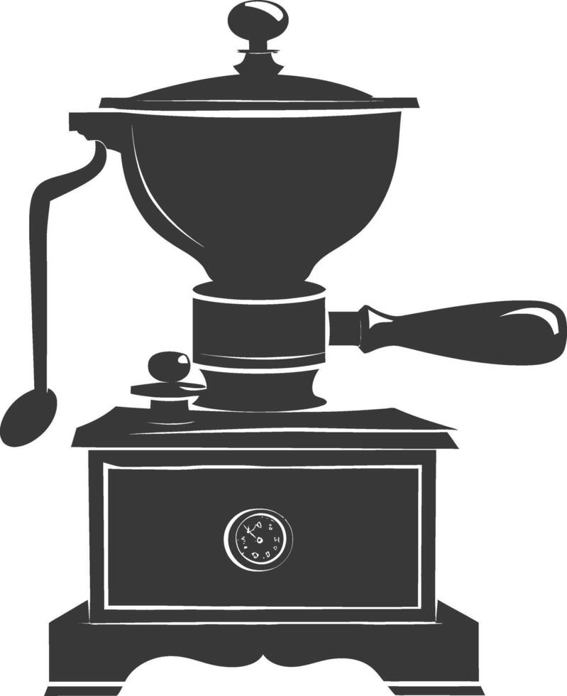 AI generated silhouette coffee grinder black color only vector